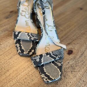 Snakeskin chunky heel sandals